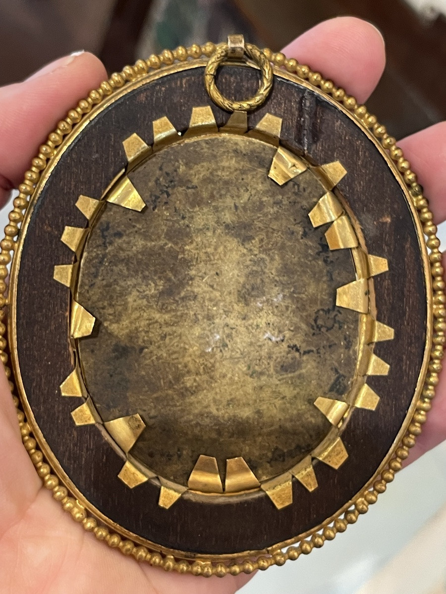 Miniature sur cuivre. Portrait de dame au col blanc. École hollandaise, 1630–1640.-photo-3