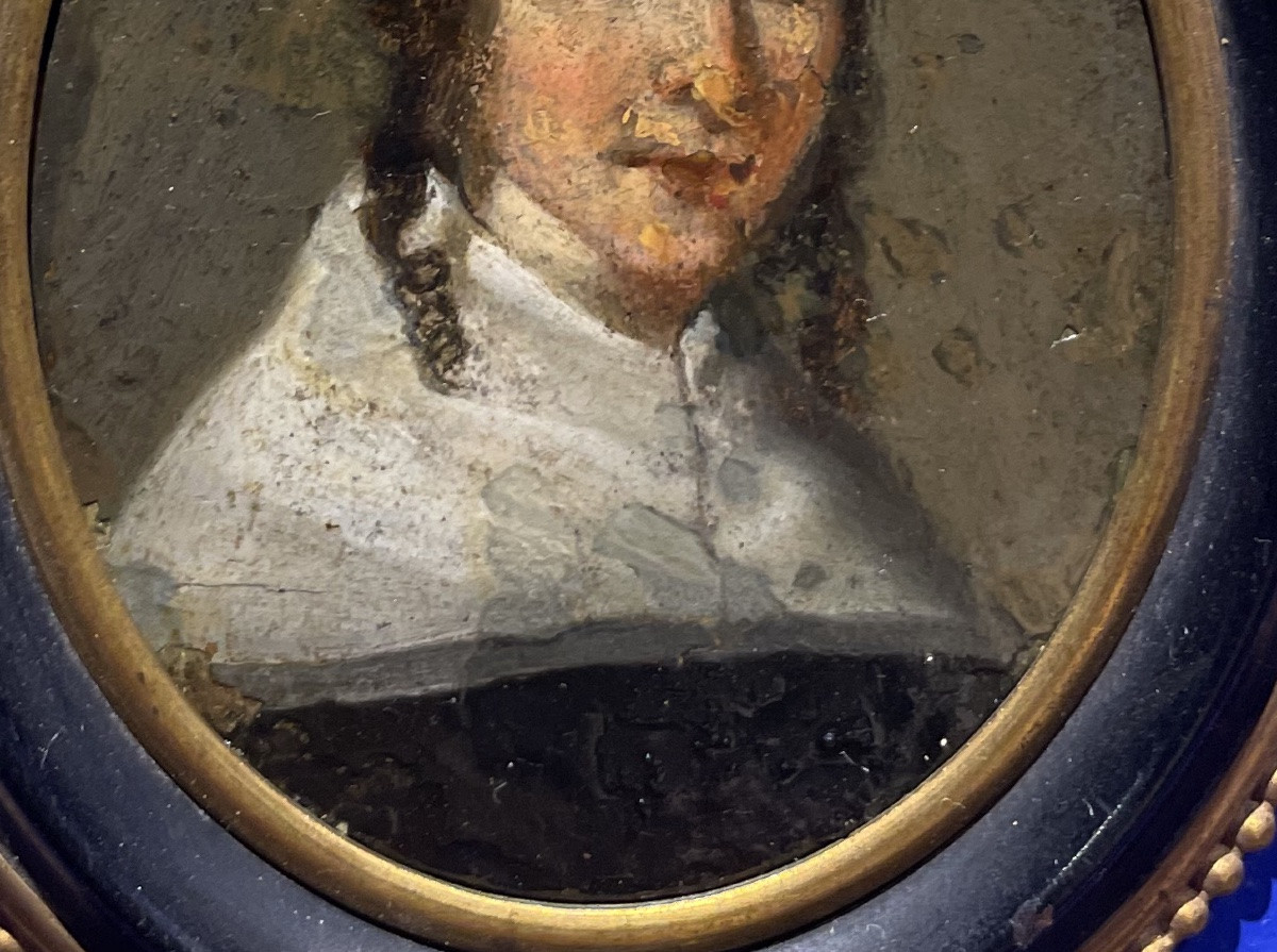 Miniature sur cuivre. Portrait de dame au col blanc. École hollandaise, 1630–1640.-photo-8