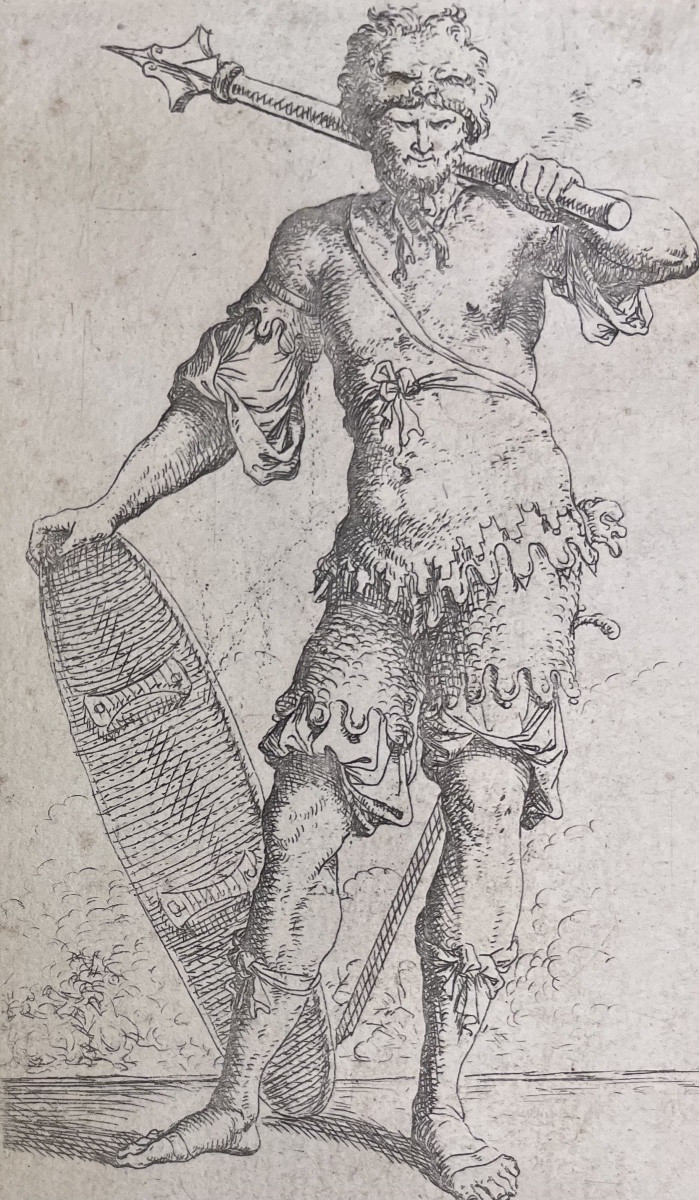 Guerrier à la masse et au bouclier, eau-forte de Salvator Rosa, vers 1650–1652-photo-2