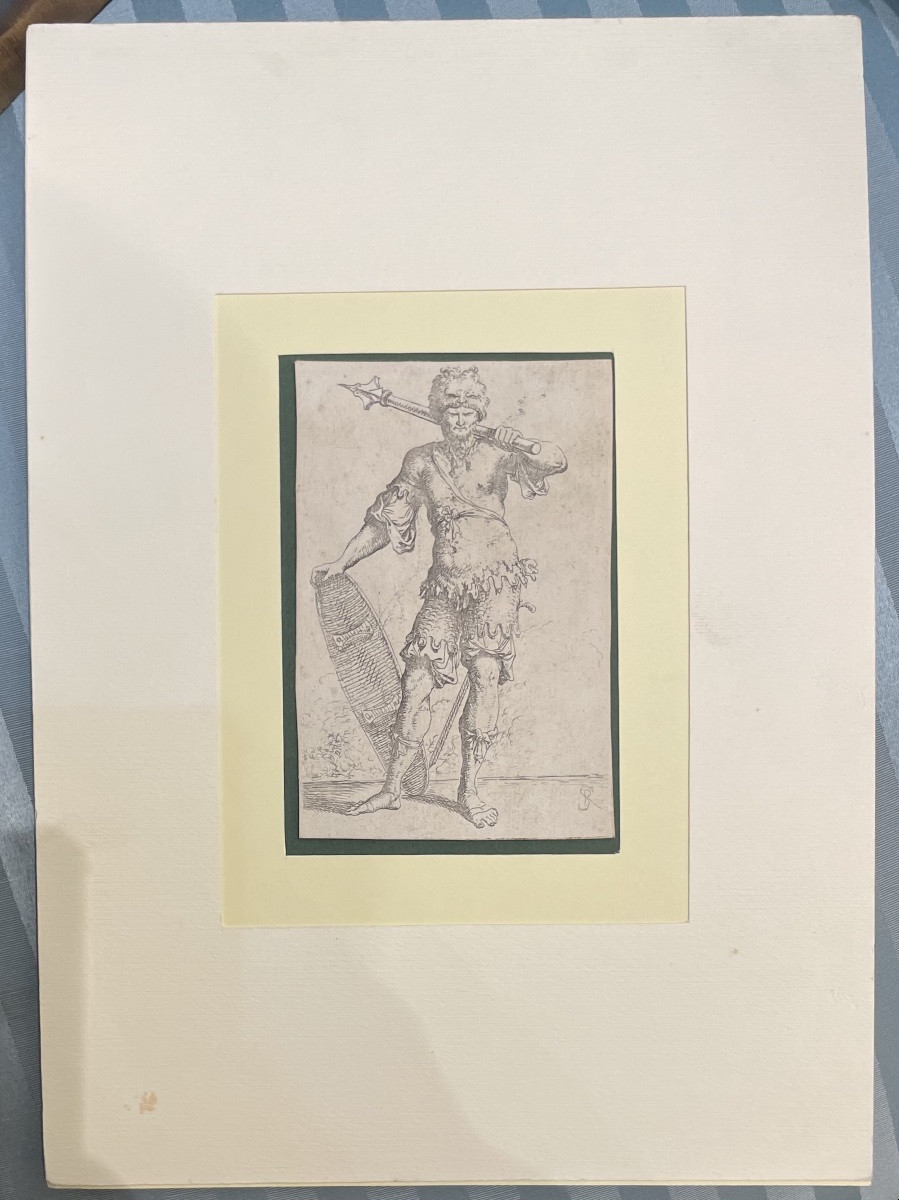 Guerrier à la masse et au bouclier, eau-forte de Salvator Rosa, vers 1650–1652-photo-1