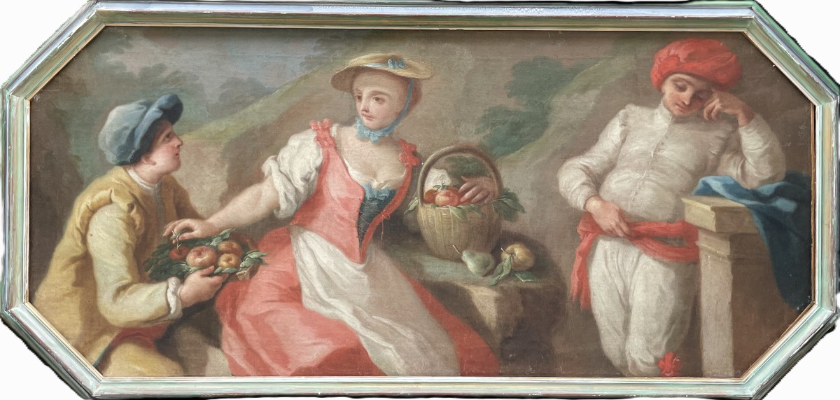 Pastoral Scene With A Figure In Oriental Costume. Neapolitan School, Pietro Bardellino, Ca 1760