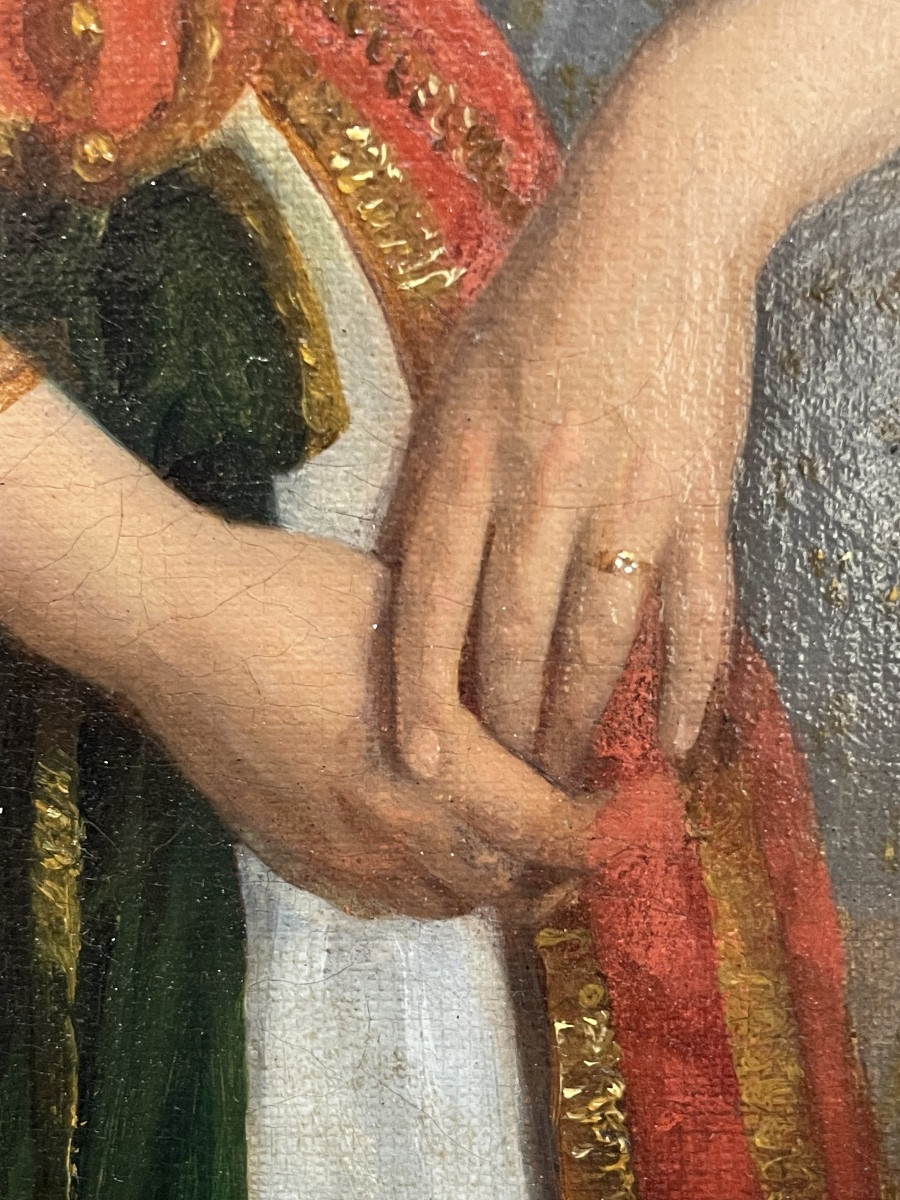 Romantic Portrait Of A Woman In Oriental Dress Among Greek Ruins, Ca. 1840 -photo-2