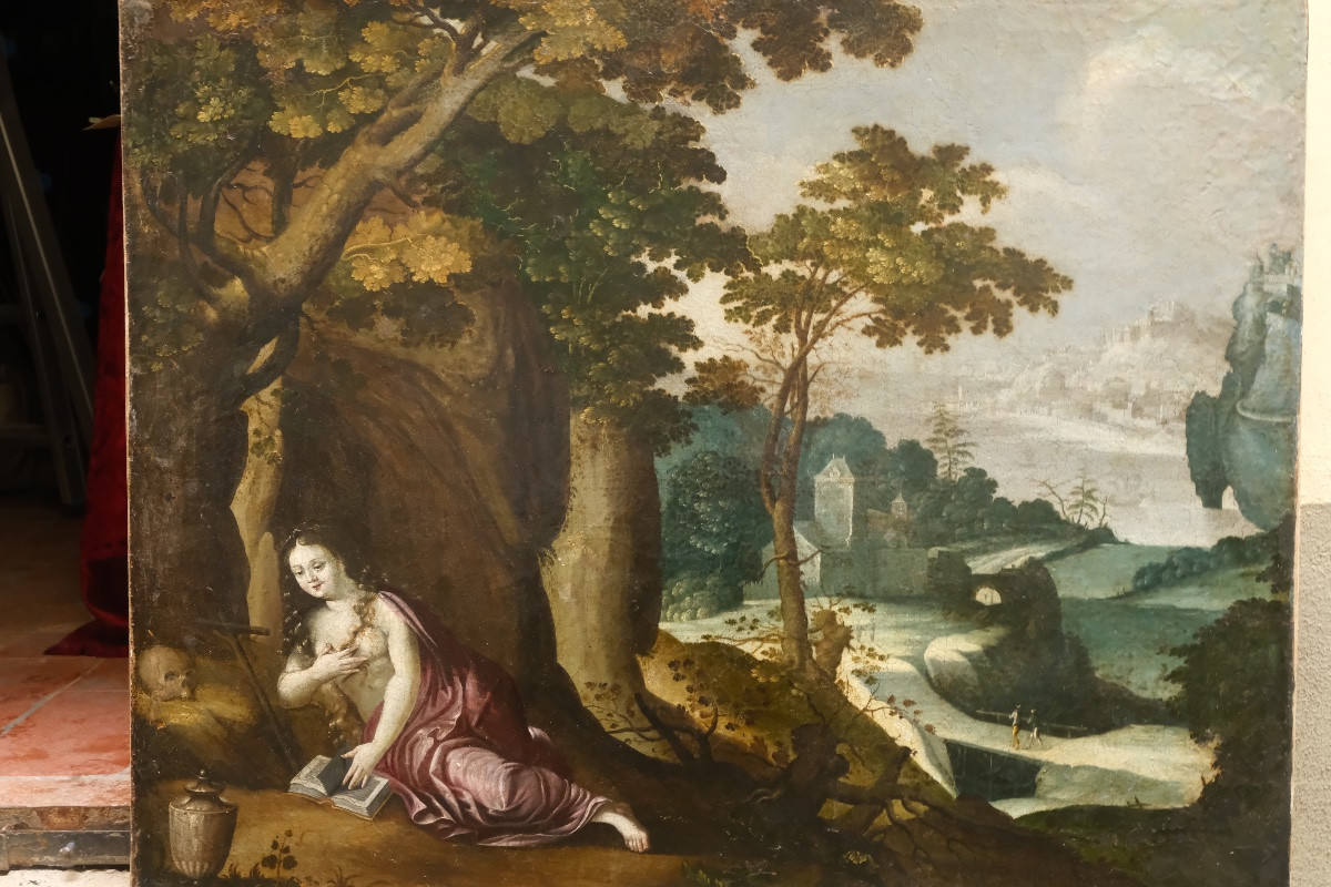 Flemish School, Wooded Landscape With Castle And Hilltop Town By The River, Early 17th Century -photo-7