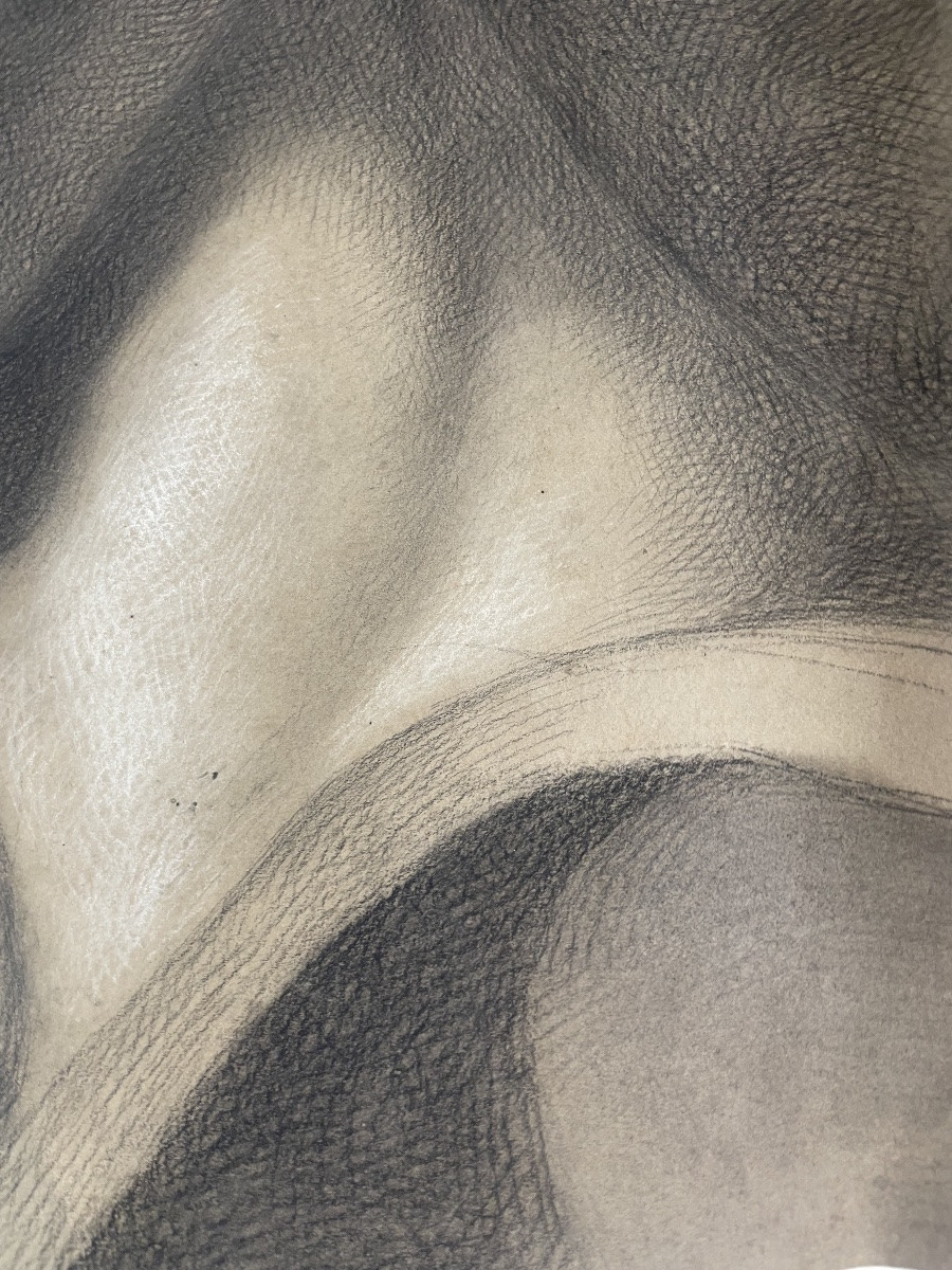 Étude académique d’après le David de Michel-Ange, école toscane, 51 × 43 cm-photo-2