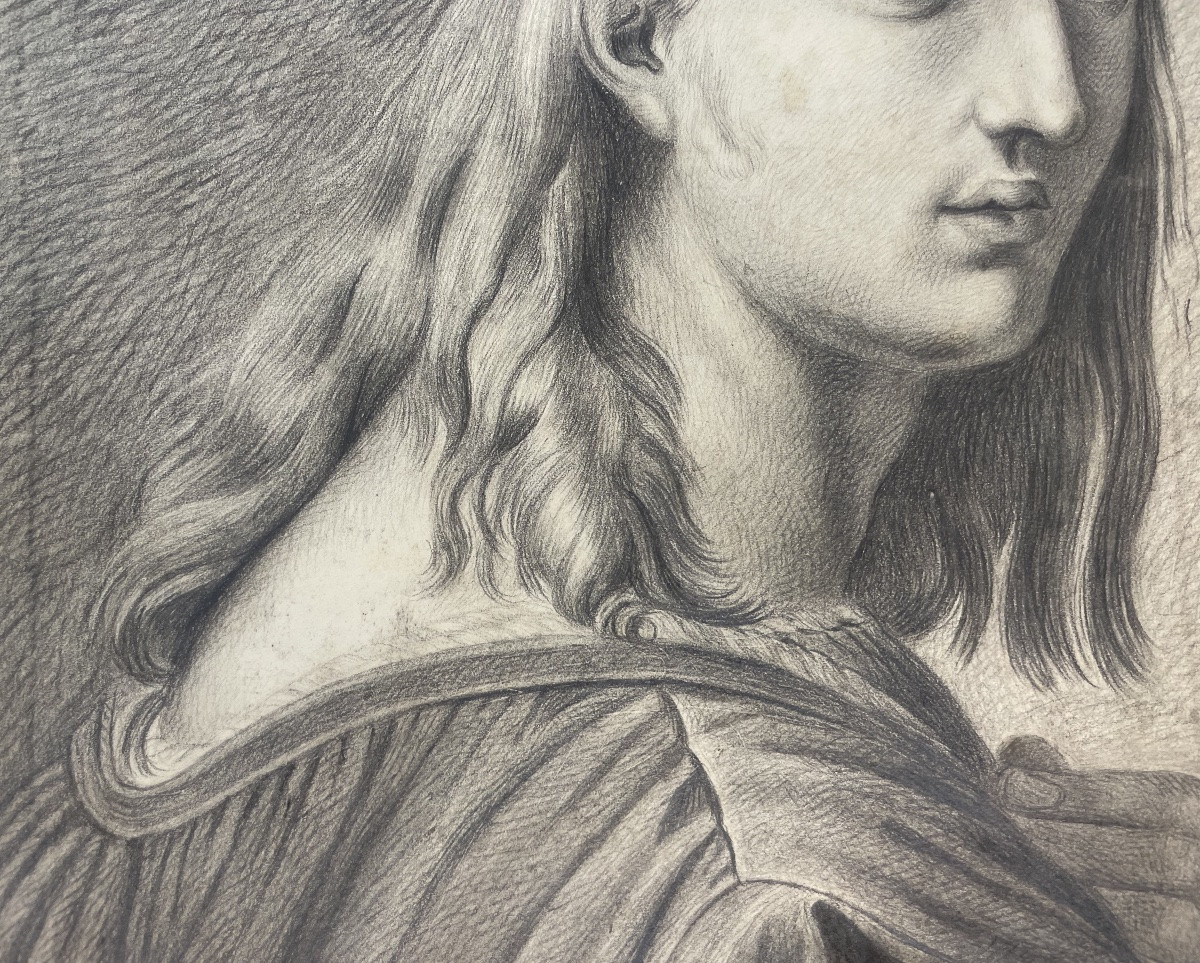 Étude académique inspirée du portrait de Bindo Altoviti (Raphaël), école toscane, 38 × 52 cm-photo-1
