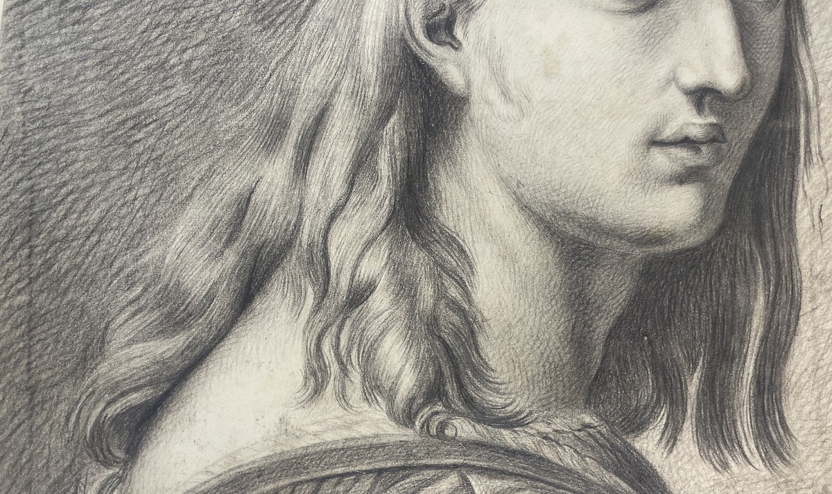 Étude académique inspirée du portrait de Bindo Altoviti (Raphaël), école toscane, 38 × 52 cm-photo-3