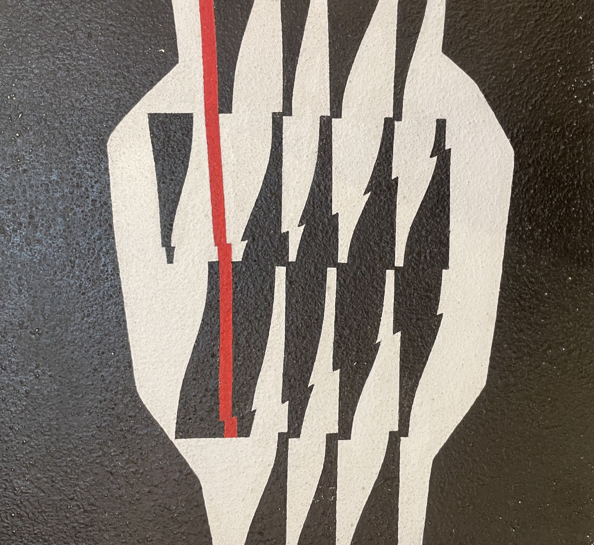 Enrico Sirello, 1975 – « Forme en sablier blanche avec axe rouge », Étude pour murale-photo-4
