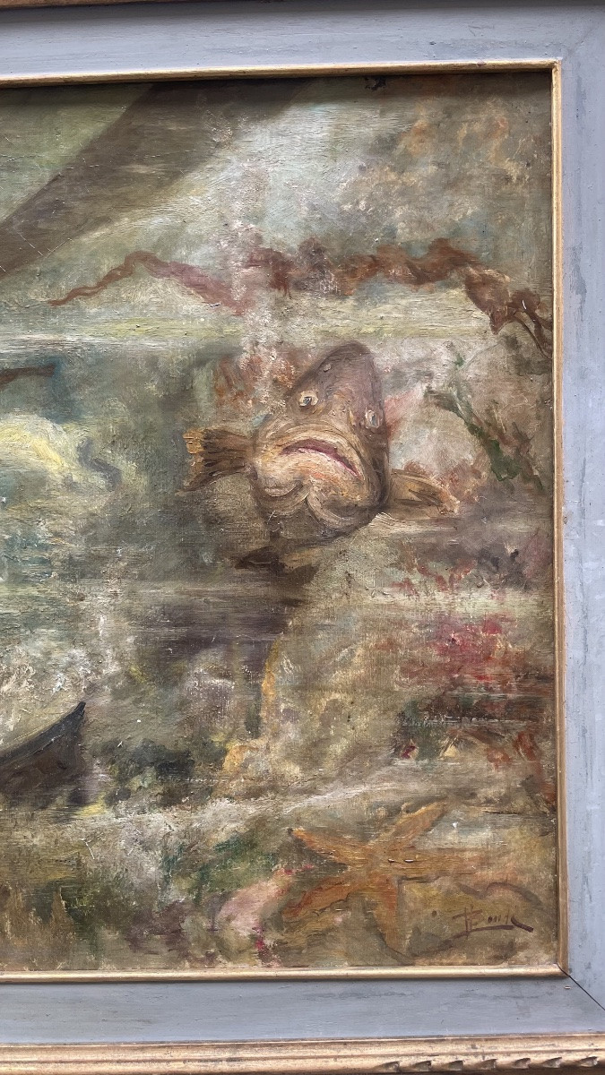 Plongeur avec mérou sous la coque – milieu du XXe siècle-photo-6