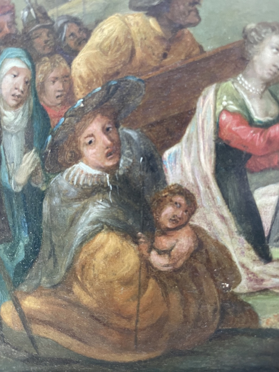 Veronica Offering The Holy Veil To Christ – Flemish School, Oil On Copper  Oil On Copper -photo-3