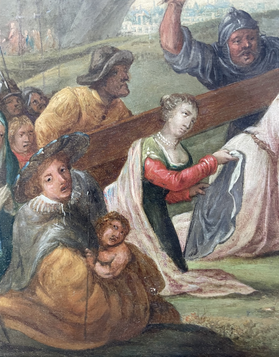 Veronica Offering The Holy Veil To Christ – Flemish School, Oil On Copper  Oil On Copper -photo-8