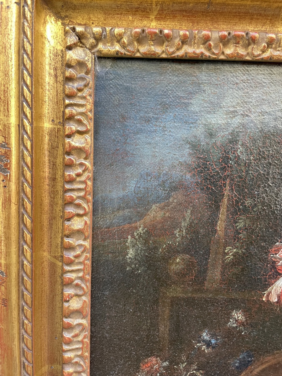 Gaspare Lopez, Attrib. Still Life With Fountain, Obelisk And Cascade Of Flowers, Naples, 1720 -photo-3