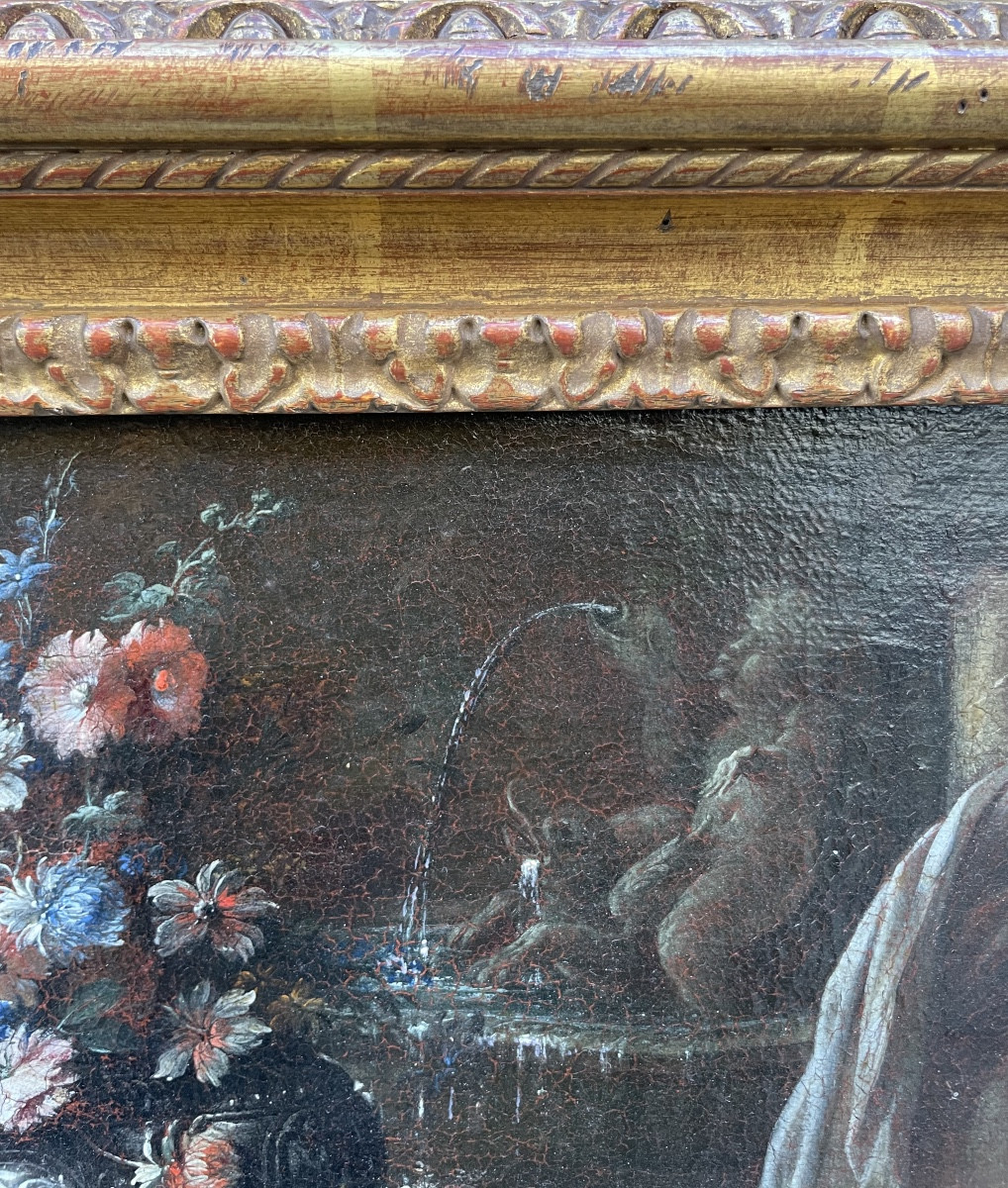 Gaspare Lopez, Attrib. Still Life With Fountain, Obelisk And Cascade Of Flowers, Naples, 1720 -photo-5