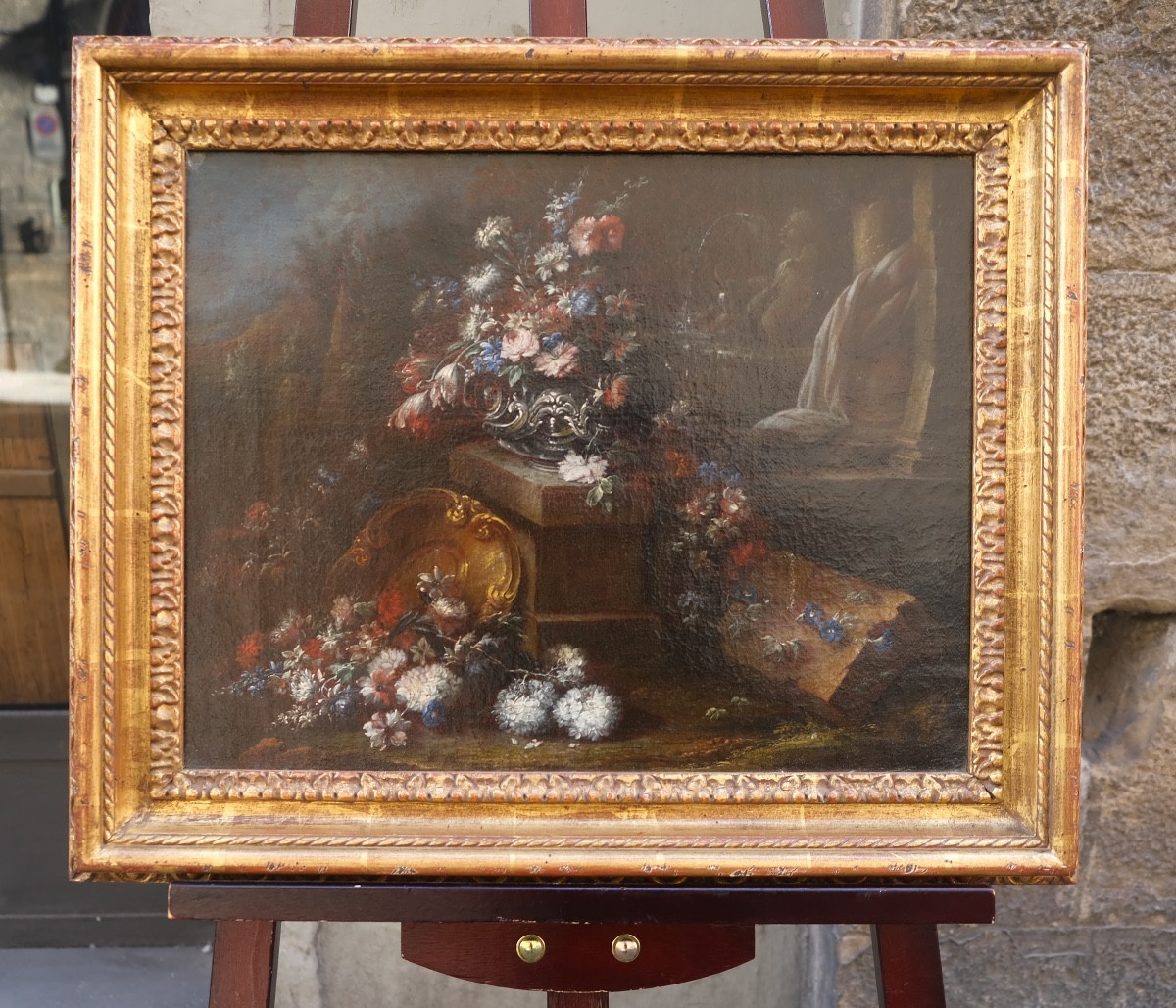 Gaspare Lopez, Attrib. Still Life With Fountain, Obelisk And Cascade Of Flowers, Naples, 1720 -photo-8