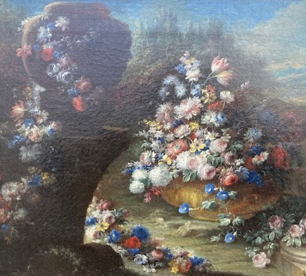 Gaspare Lopez, Attrib. Still Life With Large Vase And Cascade Of Flowers In A Garden, Ca. 1720-photo-7