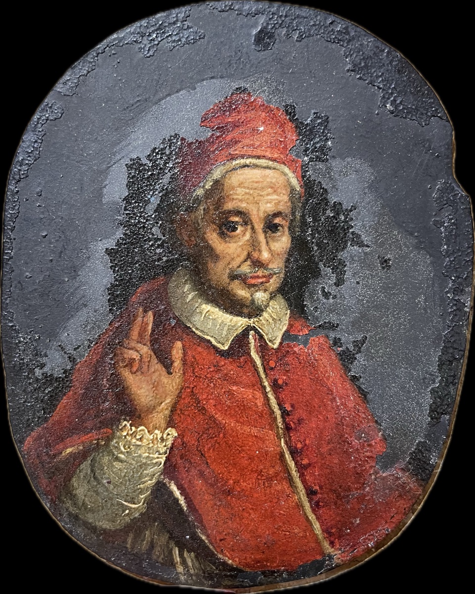 Portrait sur ardoise du pape Innocent XI (Benedetto Odescalchi), XVIIe siècle -photo-3