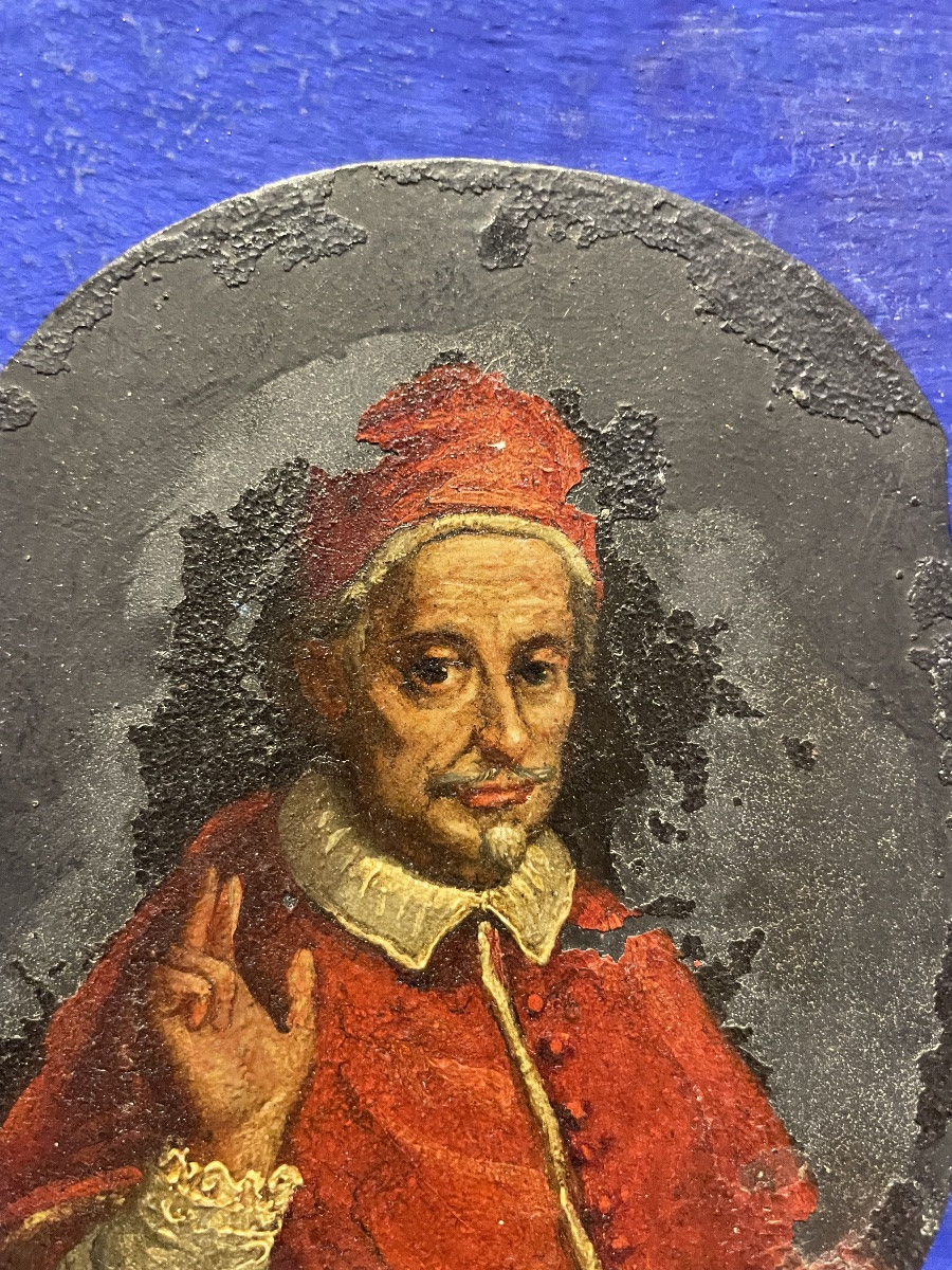 Portrait sur ardoise du pape Innocent XI (Benedetto Odescalchi), XVIIe siècle -photo-4