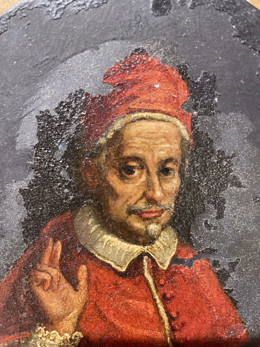 Portrait sur ardoise du pape Innocent XI (Benedetto Odescalchi), XVIIe siècle -photo-7