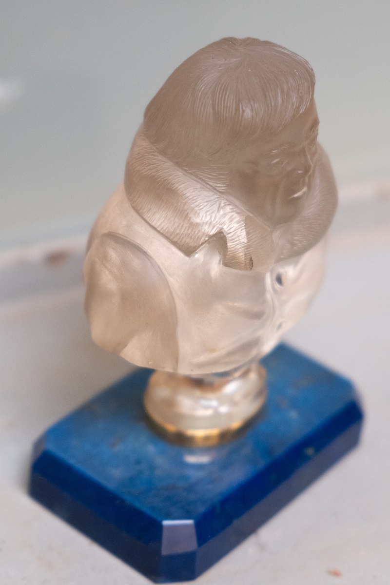 Russie. Buste de l’écrivain I. A. Krylov. Cristal de roche. Oural. XIXe-photo-3