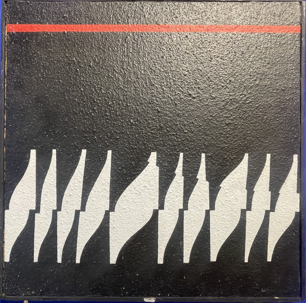 Enrico Sirello, 1974 – Optical Composition With White Modules And Red Line 