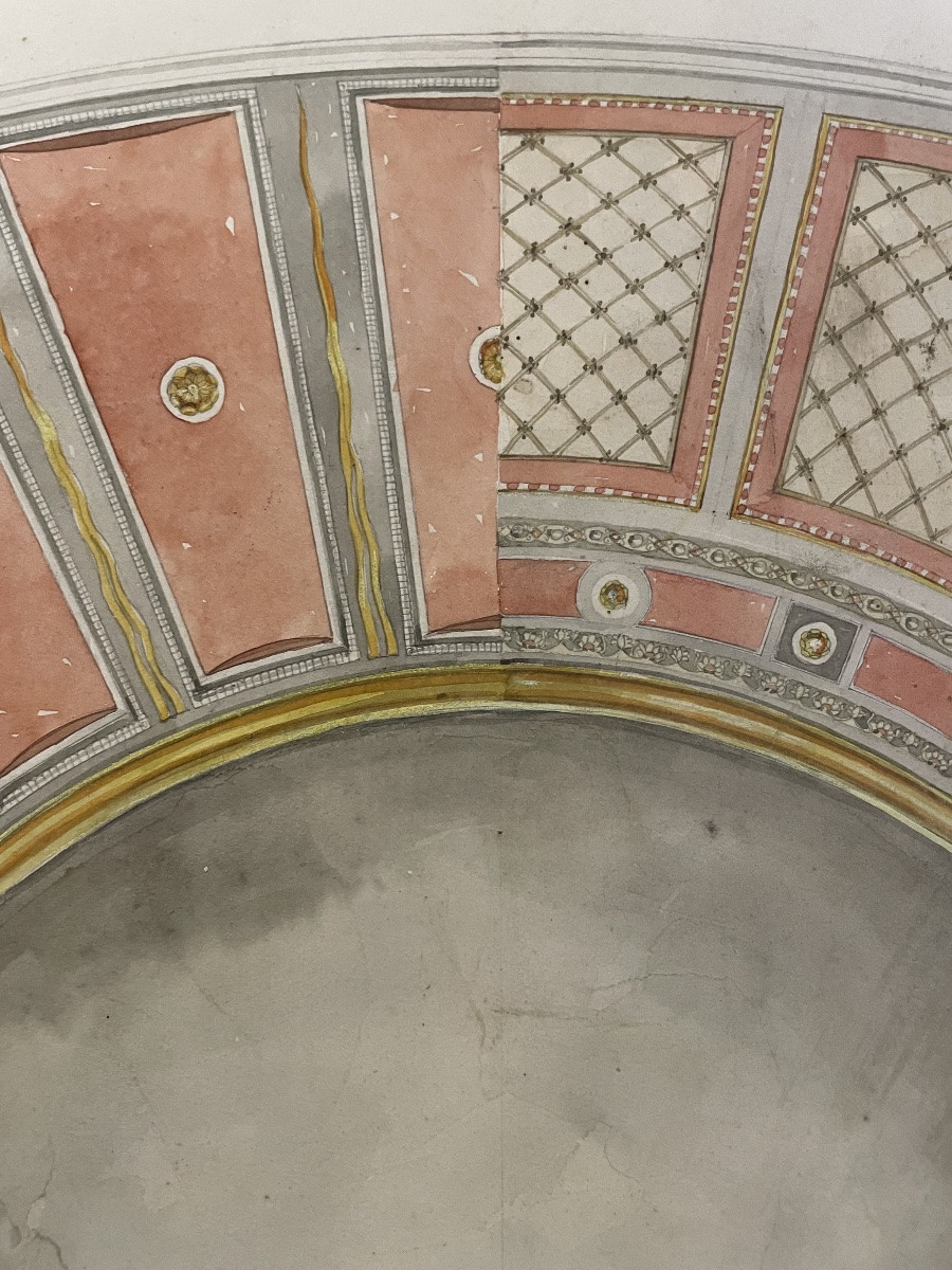 Carl Otto Fey – Decorative Ceiling Project With Allegorical Scene, Watercolor On Paper  -photo-2