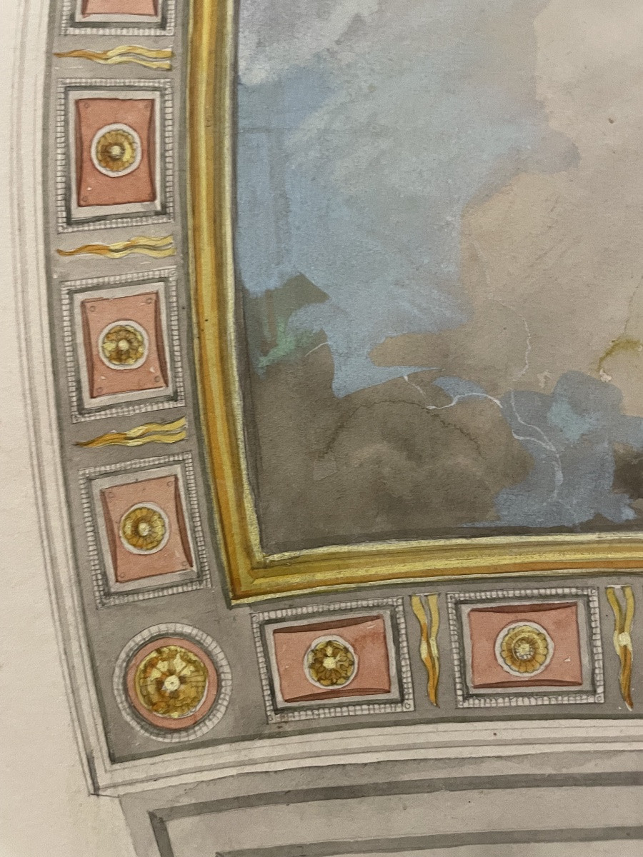 Carl Otto Fey – Decorative Ceiling Project With Allegorical Scene, Watercolor On Paper  -photo-6