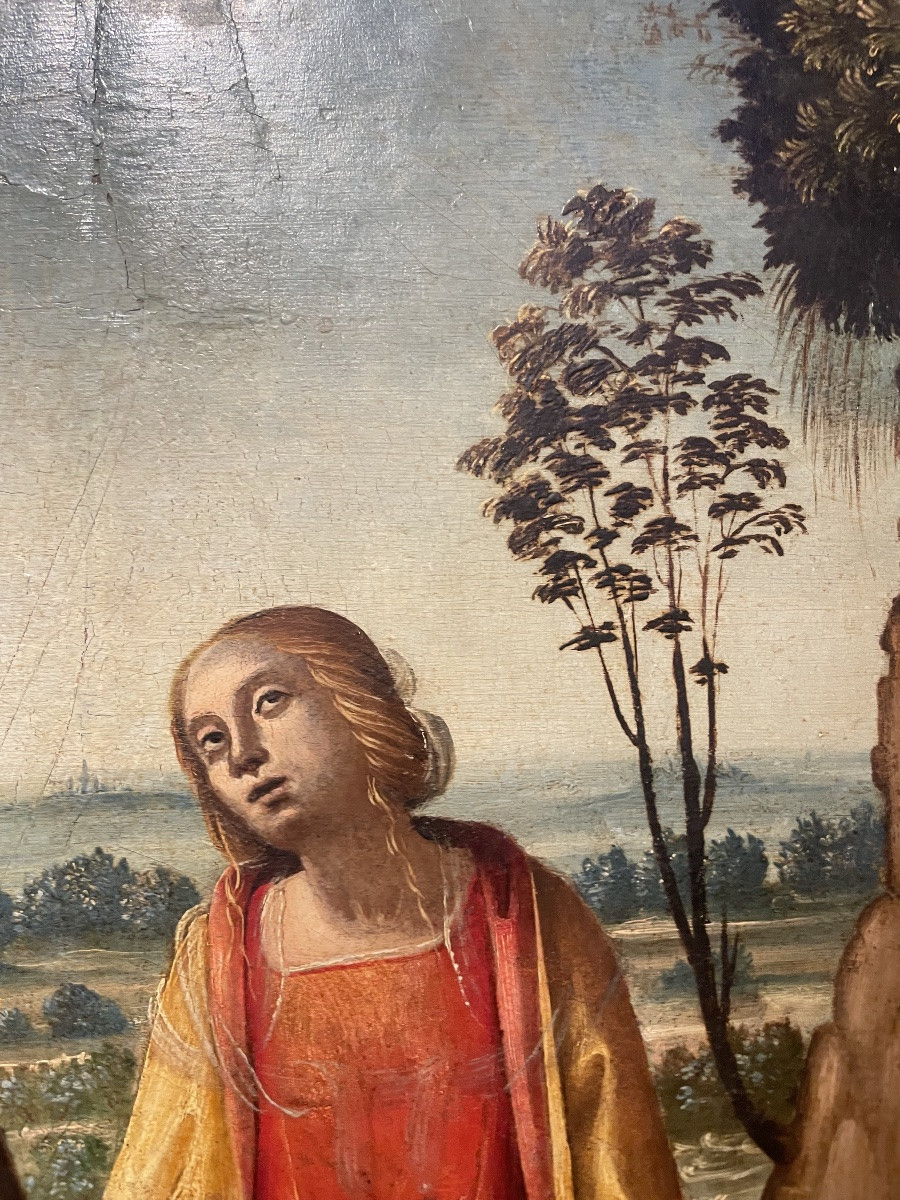 Lamentation Over The Dead Christ Italian School Early 16th Century. Tempera On Panel-photo-1