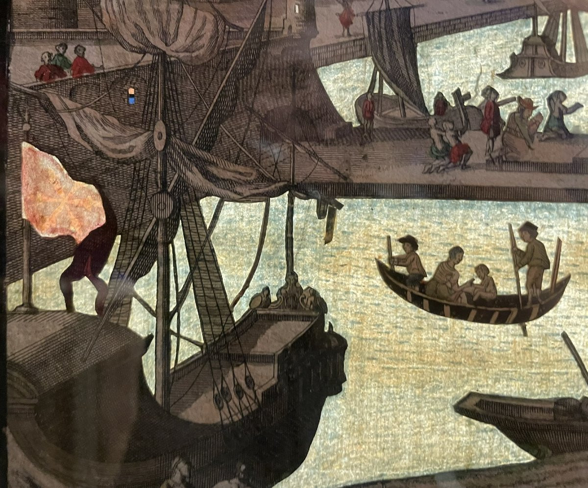 The Colossus Of Rhodes – Vue D’optique Day/night, Seven Wonders Series, Probst, 1770  -photo-2