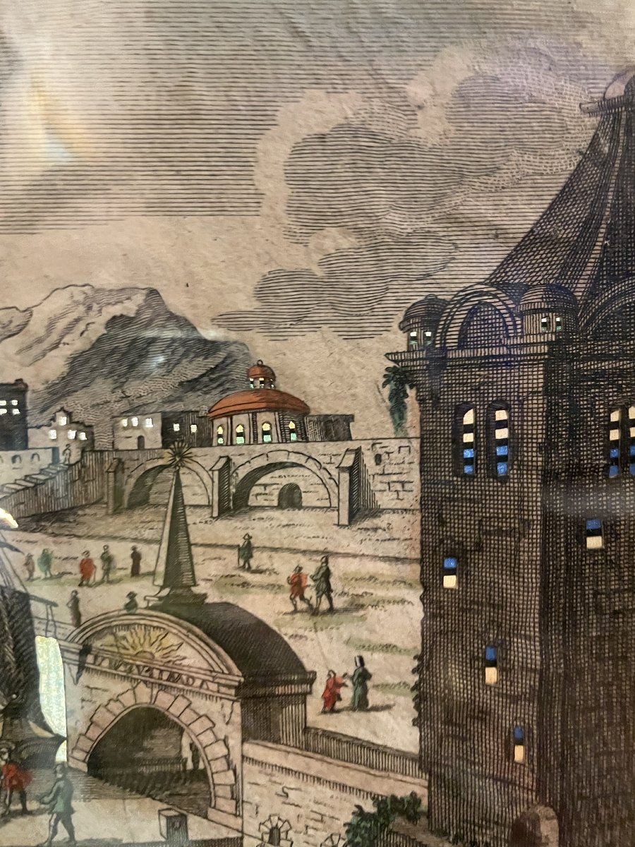 The Colossus Of Rhodes – Vue D’optique Day/night, Seven Wonders Series, Probst, 1770  -photo-4