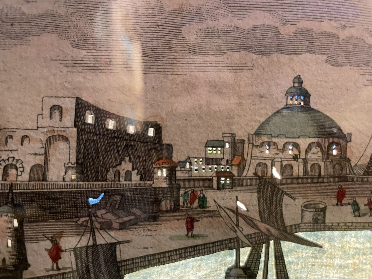 The Colossus Of Rhodes – Vue D’optique Day/night, Seven Wonders Series, Probst, 1770  -photo-5