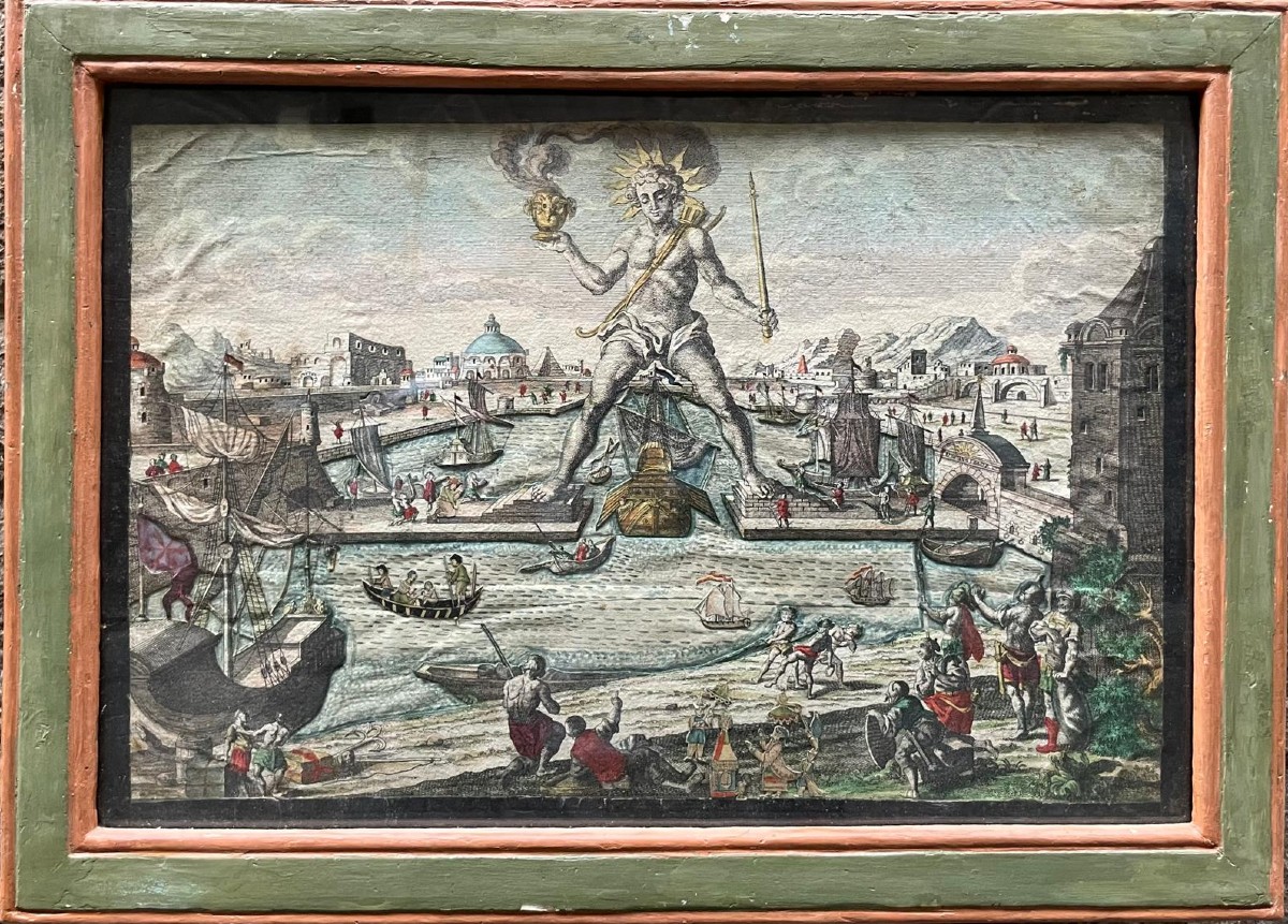The Colossus Of Rhodes – Vue D’optique Day/night, Seven Wonders Series, Probst, 1770  