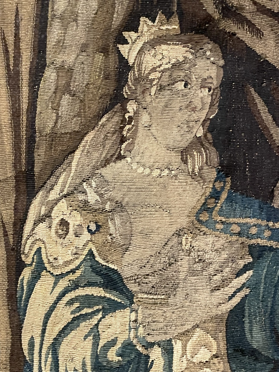 Tapisserie d’Aubusson représentant le Banquet de Cléopâtre et l’oreille de perle. Cm 240 x 200-photo-4