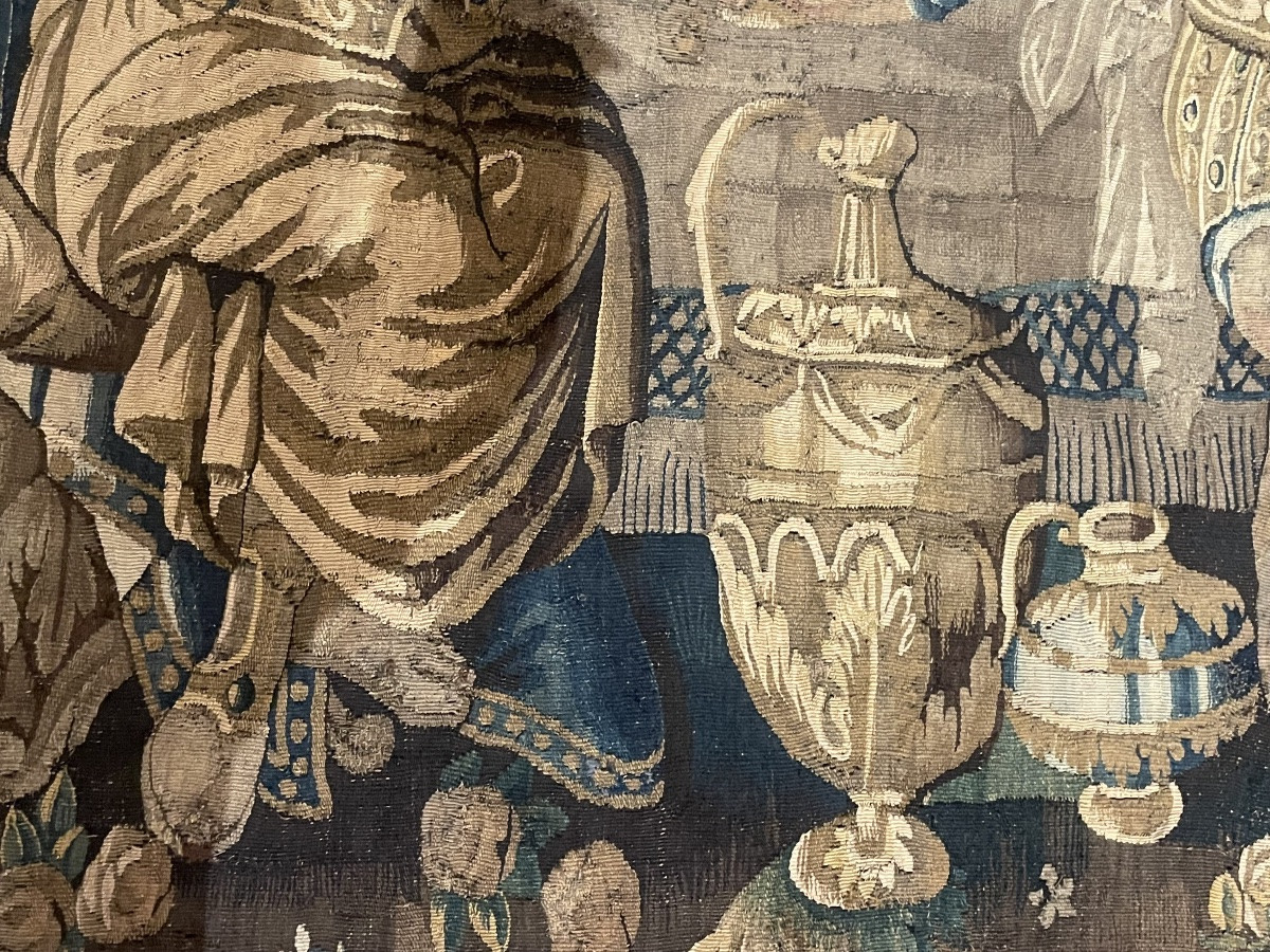 Tapisserie d’Aubusson représentant le Banquet de Cléopâtre et l’oreille de perle. Cm 240 x 200-photo-1