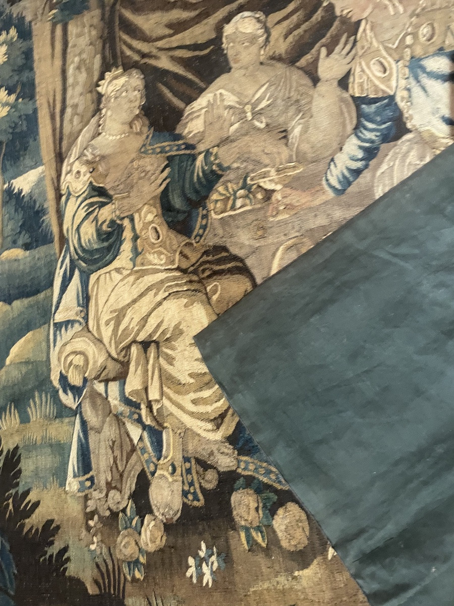 Tapisserie d’Aubusson représentant le Banquet de Cléopâtre et l’oreille de perle. Cm 240 x 200-photo-4