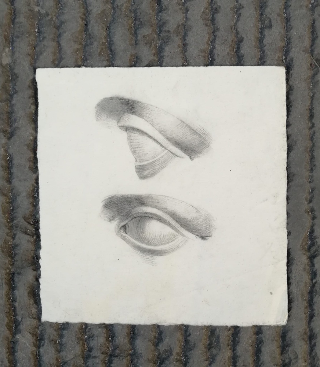 Academic Study Of Eyes After Michelangelo’s David, Tuscan School, Mid-19th Century, 18 × 18 Cm-photo-2