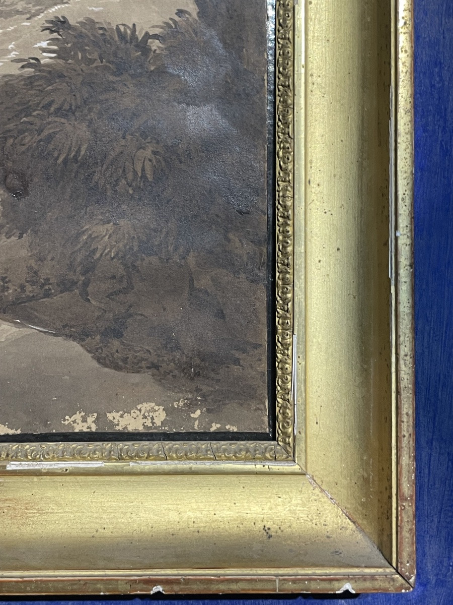 Alpine Landscape Of The 19th Century, Traveller On A Mountain Path – Ink Drawing, Ca. 1840-photo-7