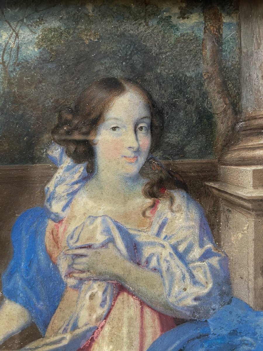 Portrait From The Dutch School, Circa 1670, Young Lady In A Garden Before A Balustrade-photo-2