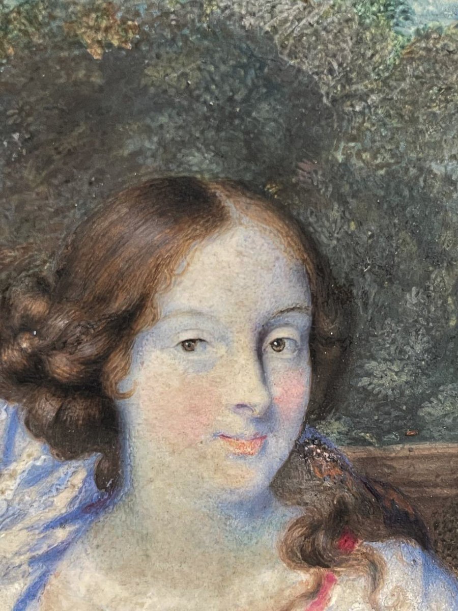 Portrait From The Dutch School, Circa 1670, Young Lady In A Garden Before A Balustrade-photo-4