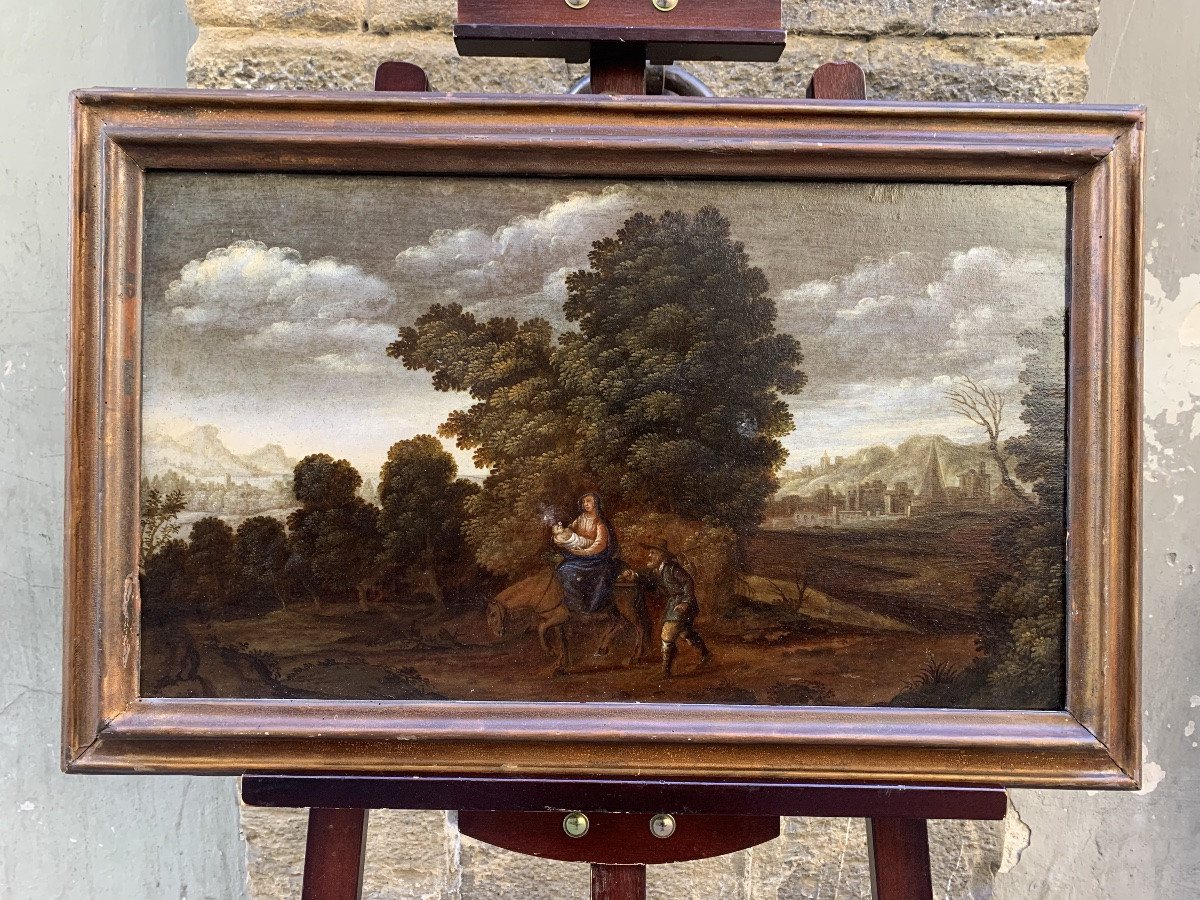 Fuite en Égypte, peintre nordique actif à Rome, début du XVIIe siècle-photo-2