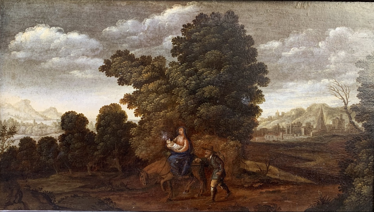 Fuite en Égypte, peintre nordique actif à Rome, début du XVIIe siècle