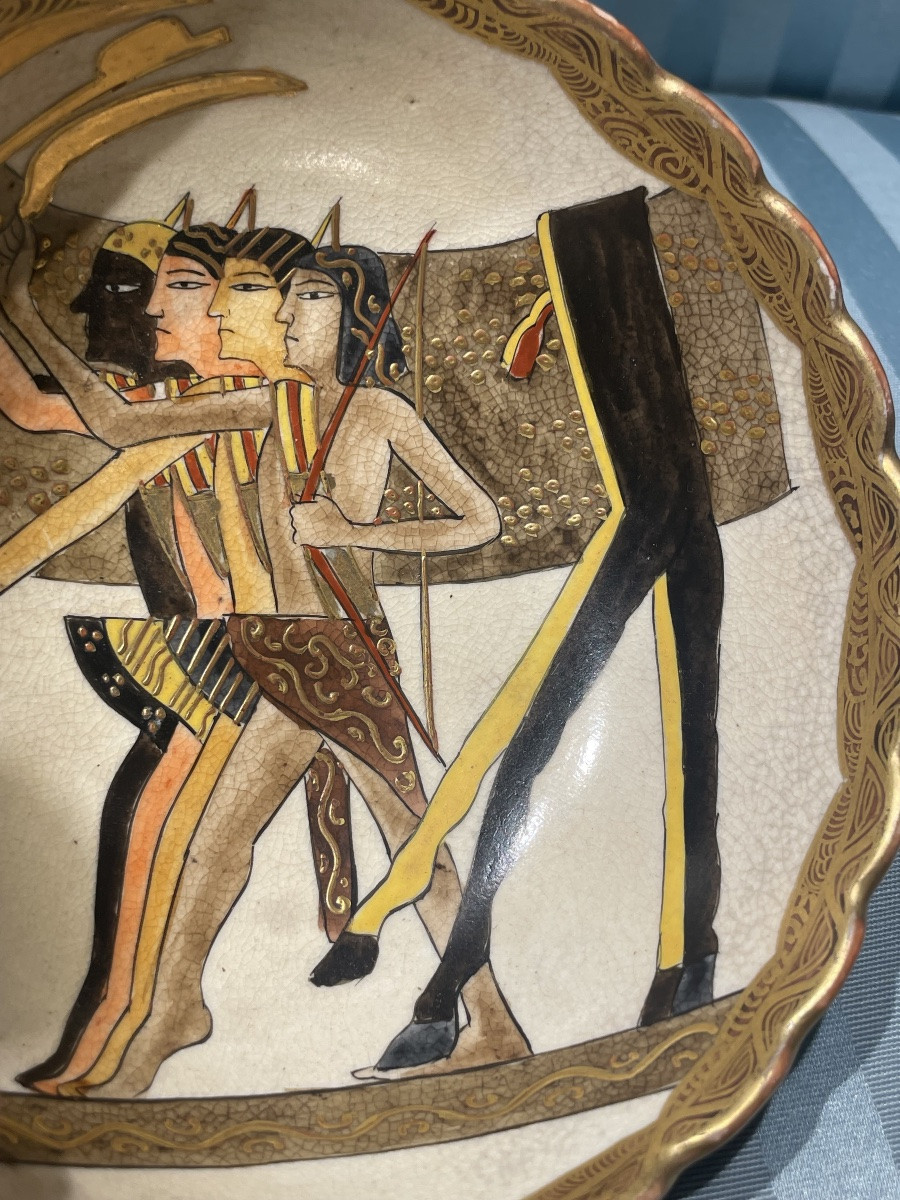 Japanese Satsuma Ceramic Bowl With Egyptian-style Decoration, Meiji–taishō Period (circa 1900)-photo-3