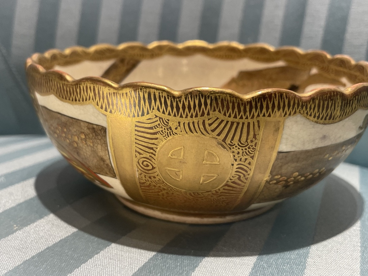 Japanese Satsuma Ceramic Bowl With Egyptian-style Decoration, Meiji–taishō Period (circa 1900)-photo-5