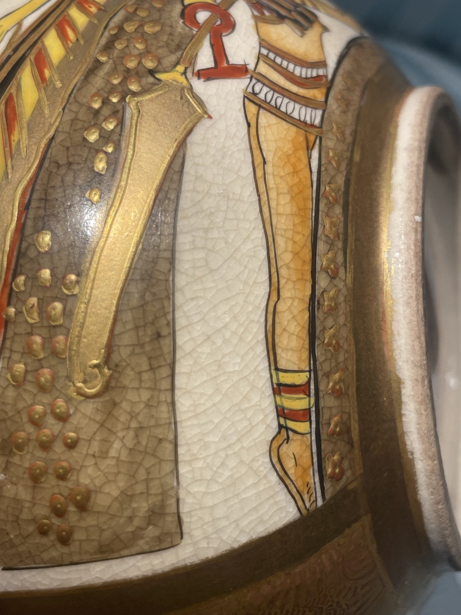 Japanese Satsuma Ceramic Bowl With Egyptian-style Decoration, Meiji–taishō Period (circa 1900)-photo-7