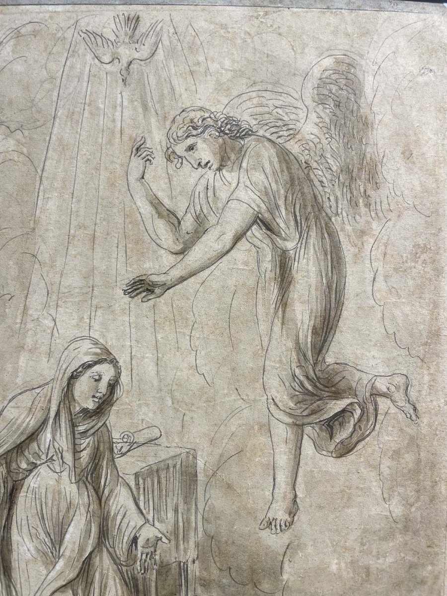 Luigi Ademollo, Annonciation, encre et graphite sur papier, signé, 1843-photo-2