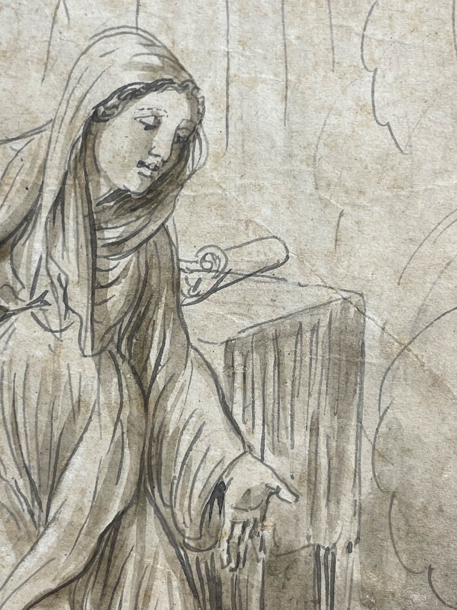 Luigi Ademollo, Annonciation, encre et graphite sur papier, signé, 1843-photo-2