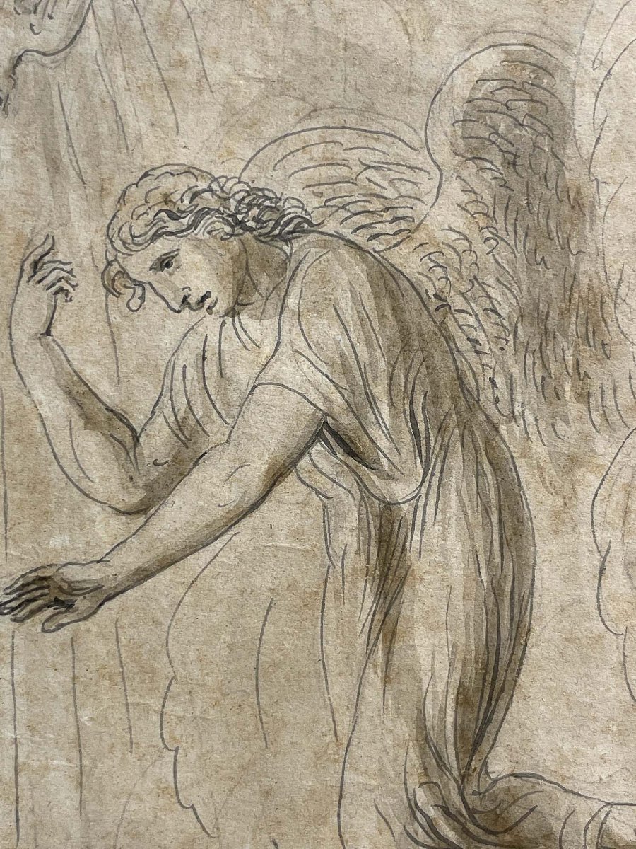 Luigi Ademollo, Annonciation, encre et graphite sur papier, signé, 1843-photo-4