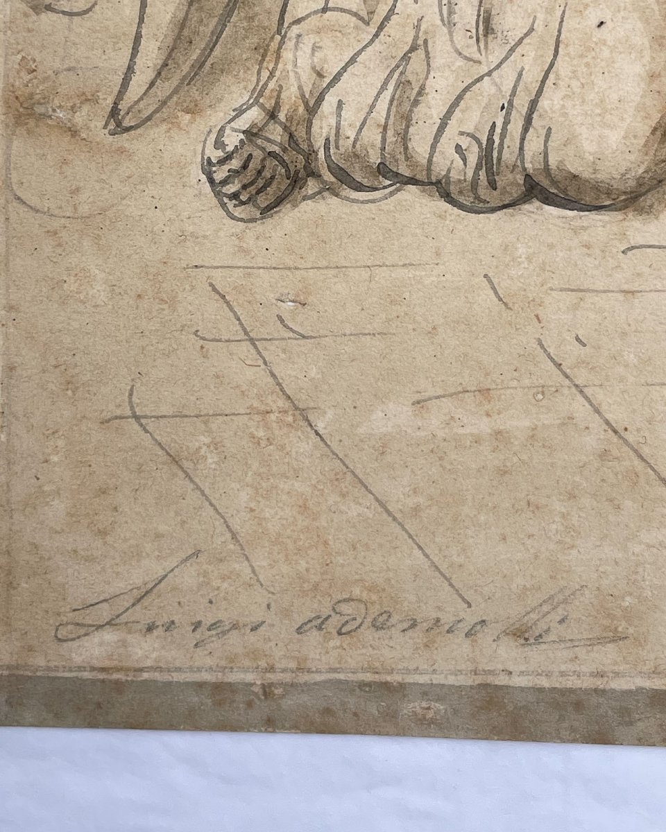 Luigi Ademollo, Annonciation, encre et graphite sur papier, signé, 1843-photo-5
