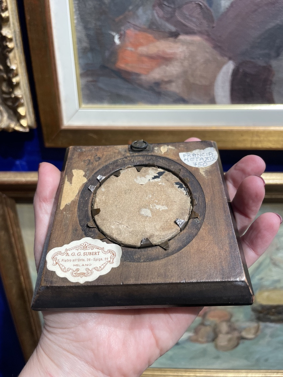 Portrait Miniature Of A Lady In Blue Dress With Tulle Ruffled Collar, Restoration C.1820 -photo-1