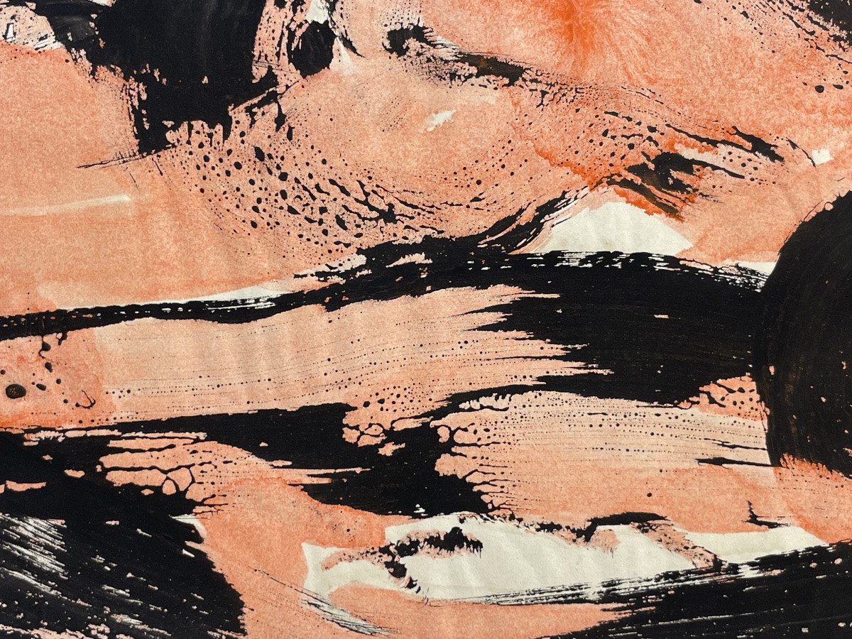 Anja Decker, peinture abstraite gestuelle sur papier, années 1950 – 29,5 x 21 cm  -photo-4