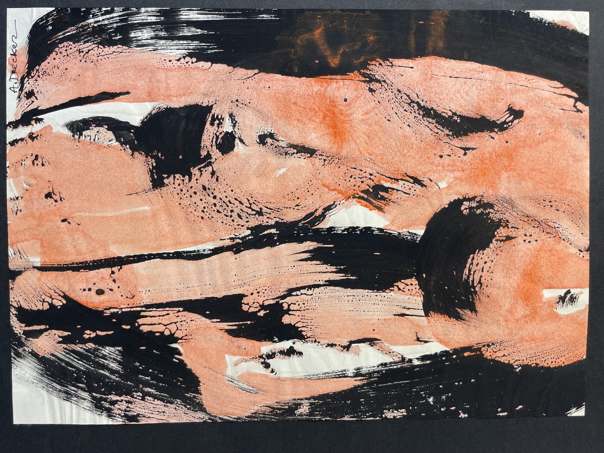 Anja Decker, peinture abstraite gestuelle sur papier, années 1950 – 29,5 x 21 cm  -photo-3