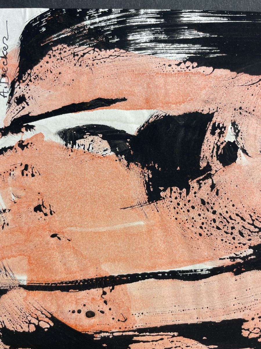 Anja Decker, peinture abstraite gestuelle sur papier, années 1950 – 29,5 x 21 cm  -photo-5